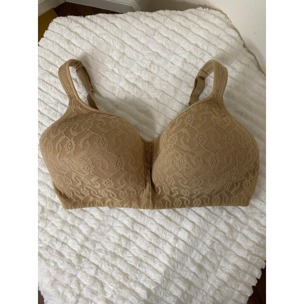 Cacique Lightly Lined Lace Balconette Bra Size 40DDD Brown Tan Comfort